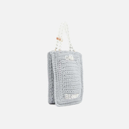 Casablanca Pearl Mini Crochet Bag - Silver