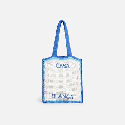 Casablanca Crochet Bag - Blue / White