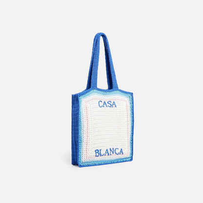 Casablanca Crochet Bag - Blue / White