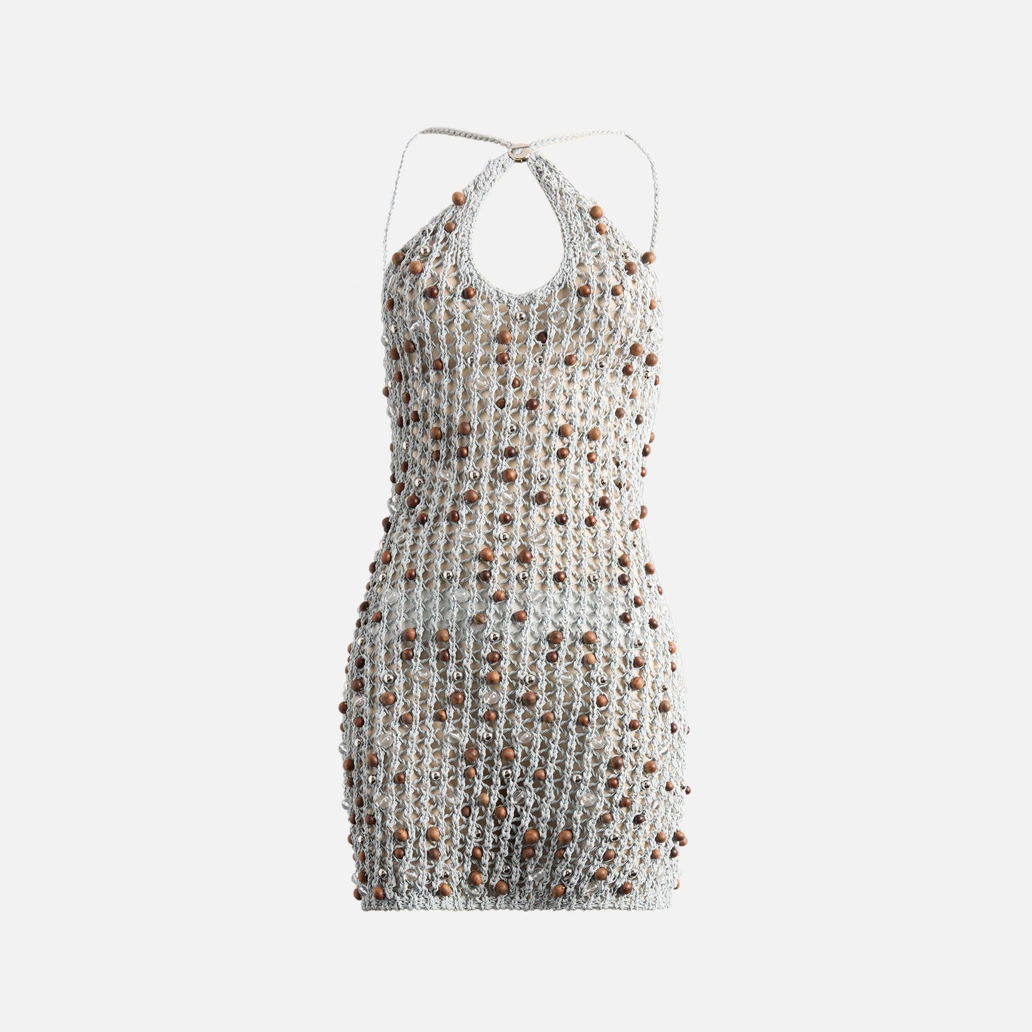 Coperni Beaded Knitted Dress - Grey