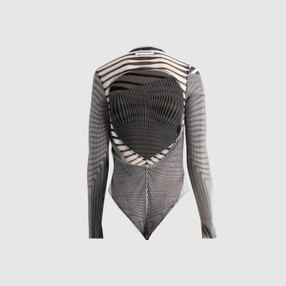 Jean Paul Gaultier Mesh Bodysuit - Pinstripe Body Morphing