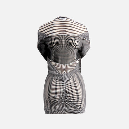 Jean Paul Gaultier Mesh Short Dress - Pinstripe Body Morphing