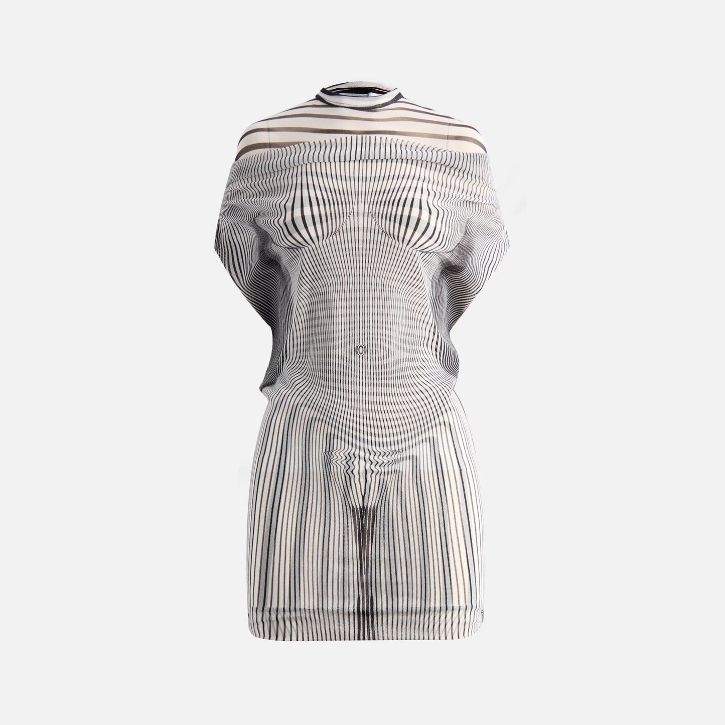 Jean Paul Gaultier Mesh Short Dress - Pinstripe Body Morphing