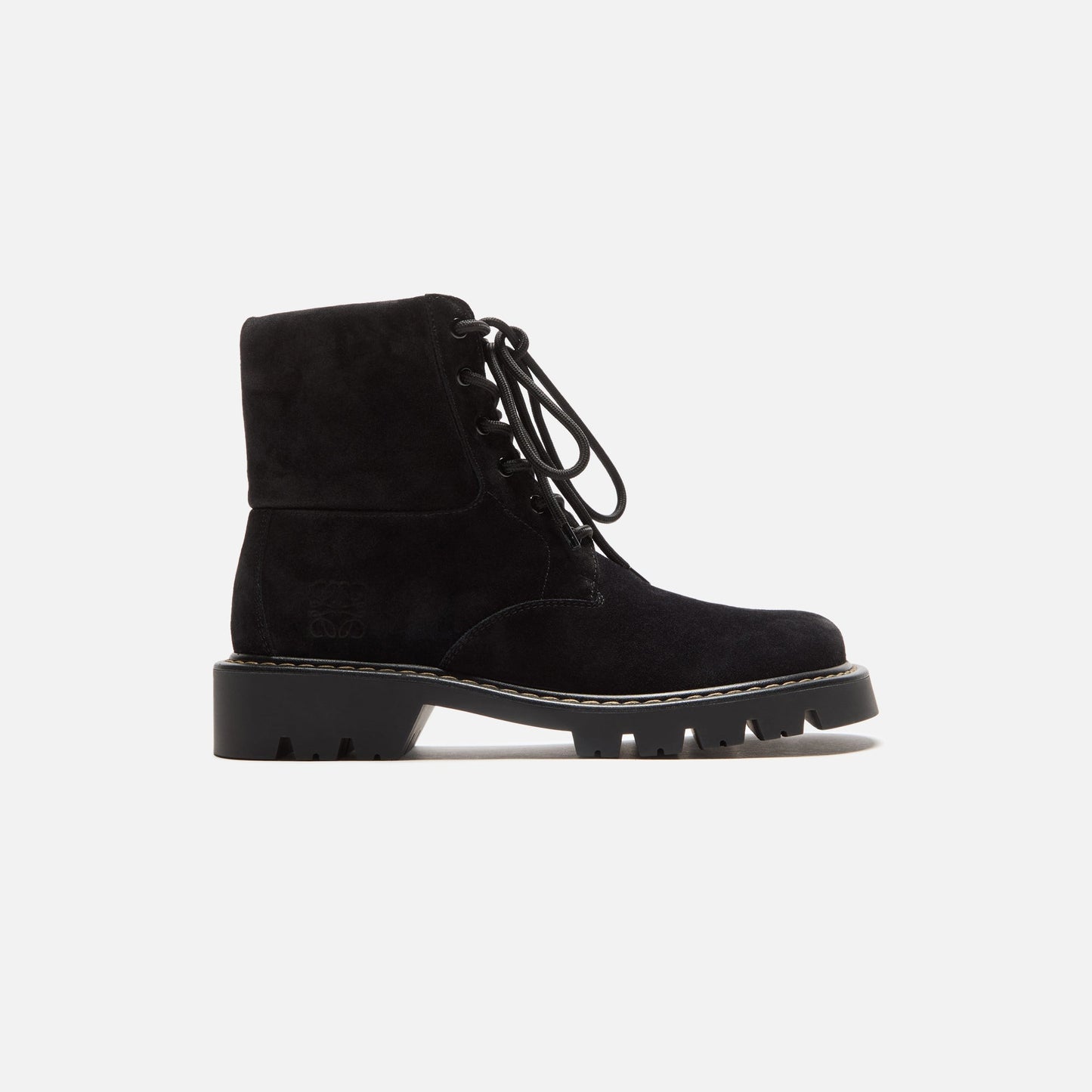 Loewe Sierra Combat Ankle Boot - Black / Medium Tabacco