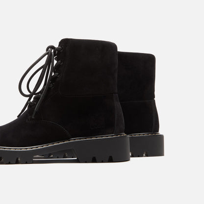 Loewe Sierra Combat Ankle Boot - Black / Medium Tabacco