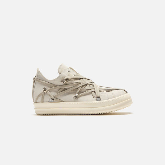 Rick Owens Megalaced Low Sneaks - Scarpe In Pelle Dinge / Milk