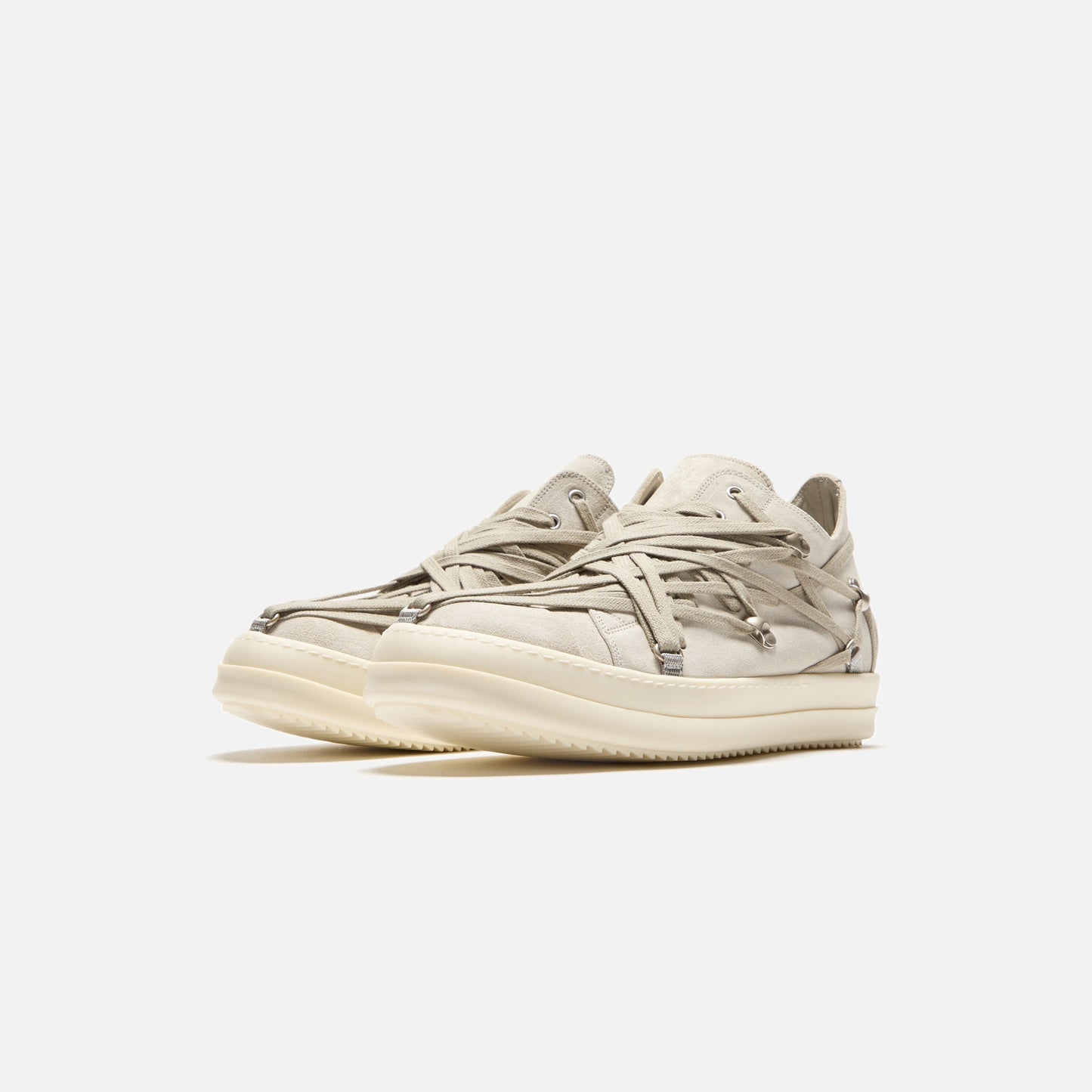 Rick Owens Megalaced Low Sneaks - Scarpe In Pelle Dinge / Milk