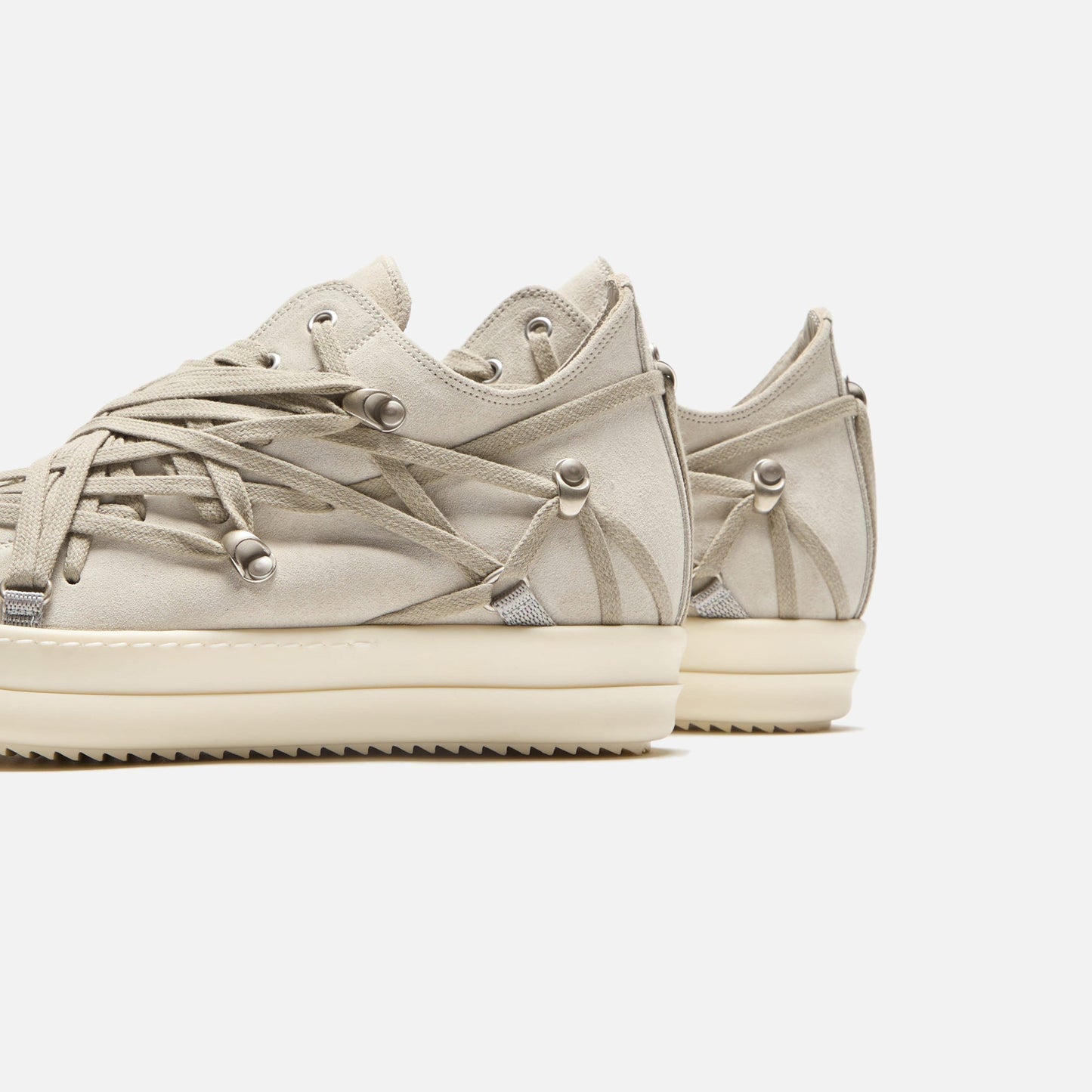 Rick Owens Megalaced Low Sneaks - Scarpe In Pelle Dinge / Milk