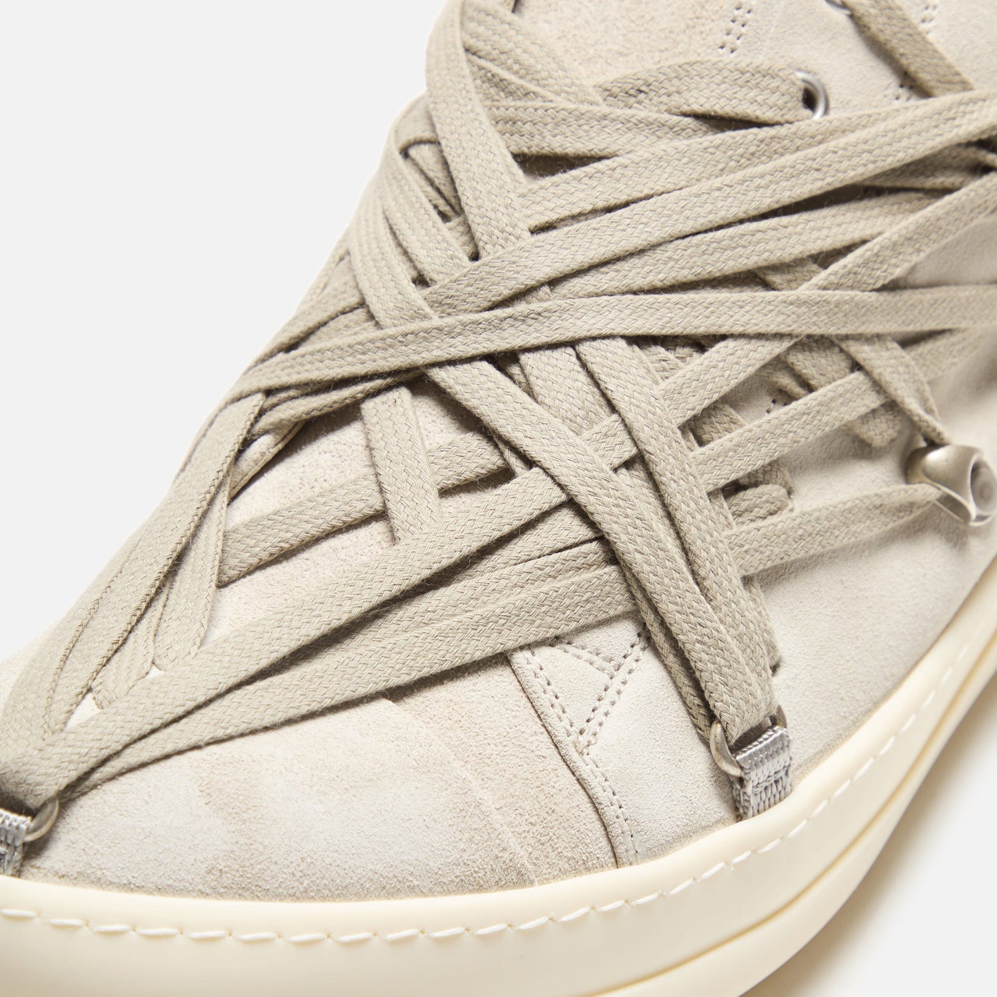 Rick Owens Megalaced Low Sneaks - Scarpe In Pelle Dinge / Milk