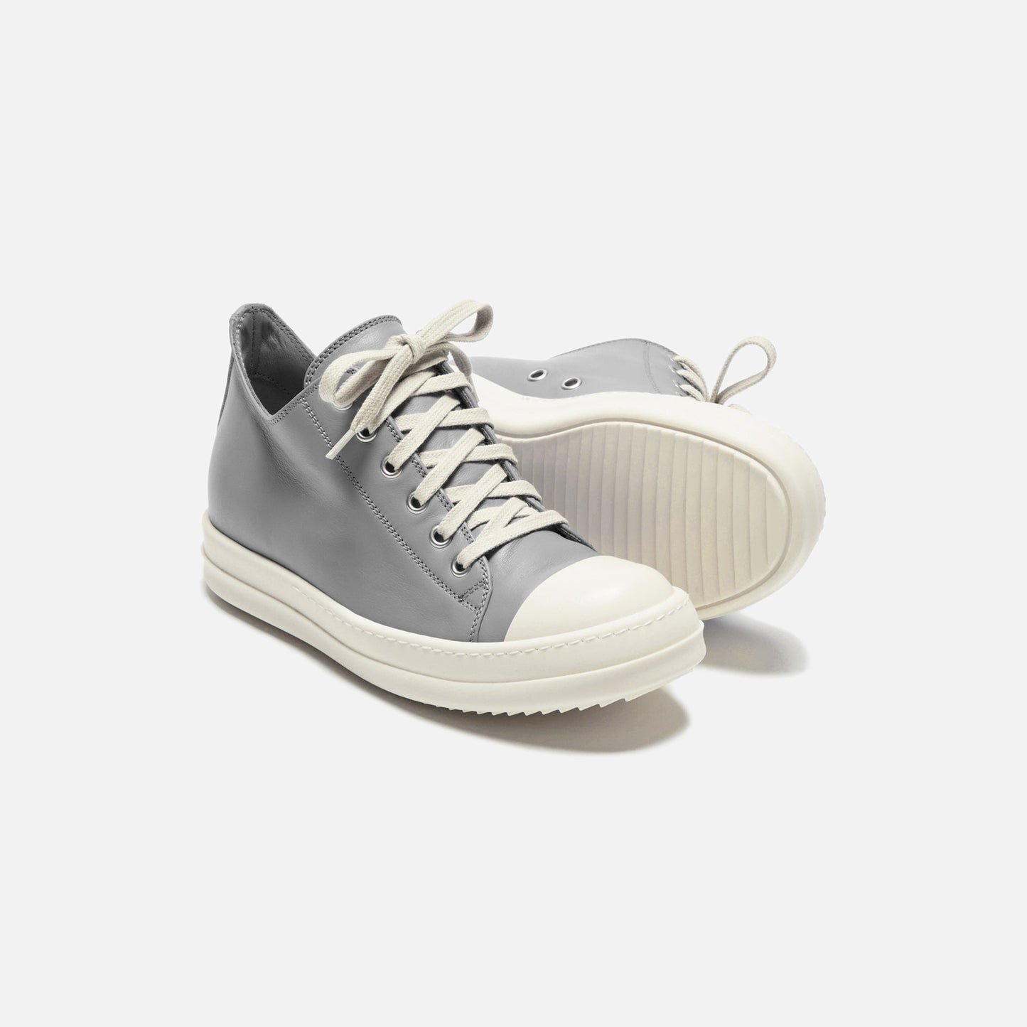 Rick Owens Low Sneaks - Scarpe In Pelle / Dust / Milk / Milk