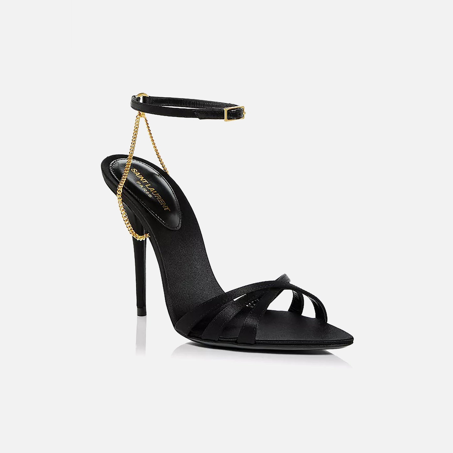 Saint Laurent Melody Sandal Chain Crepe Satin - Black