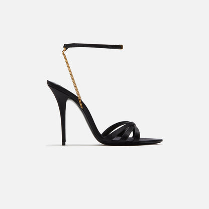 Saint Laurent Melody Sandal Chain Crepe Satin - Black