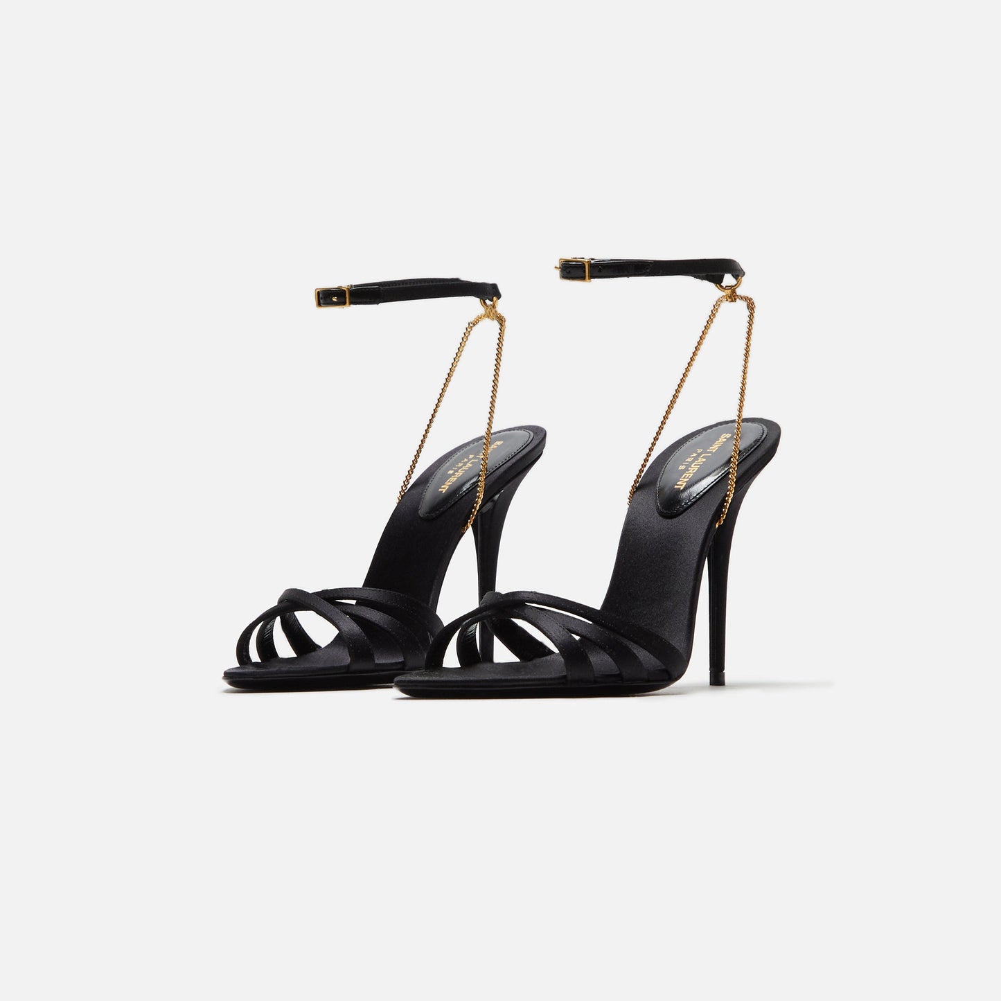 Saint Laurent Melody Sandal Chain Crepe Satin - Black