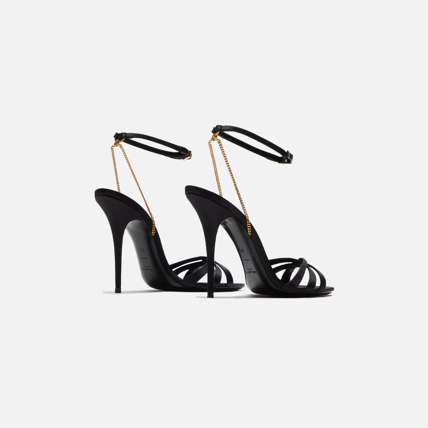 Saint Laurent Melody Sandal Chain Crepe Satin - Black