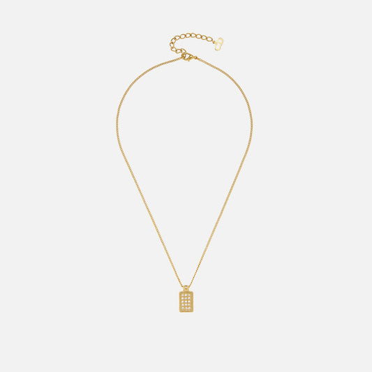 WGACA Christian Dior Crystal Trotter Pendant Necklace Small I - Gold