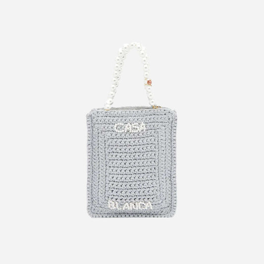 Casablanca Pearl Mini Crochet Bag - Silver