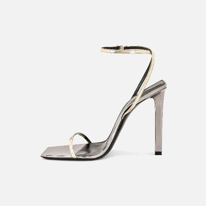 Saint Laurent Pam 110 Sandal - Cuir Lamine Or Vielli